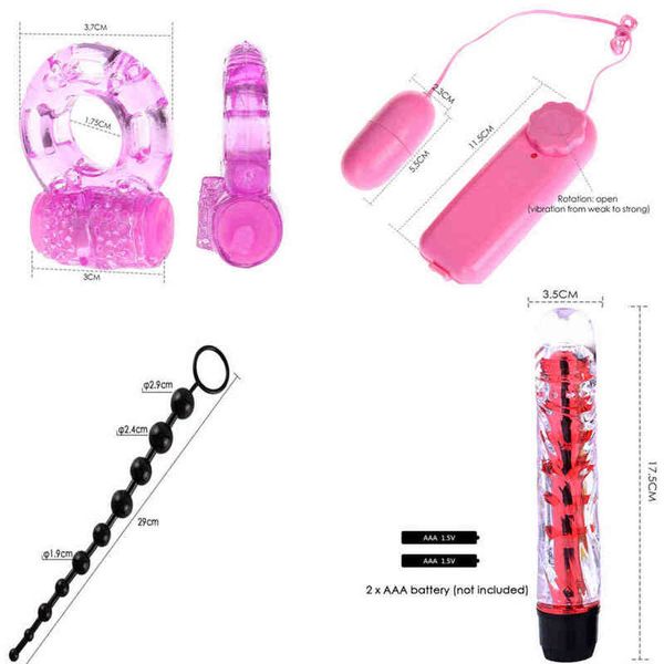 NXY Giocattoli per adulti Giocattoli adulti del sesso per uomini Masturbatore maschile Manette Frusta Bocca Gag Vibratore anale Bondage Set y Lingerie Rosa 1207