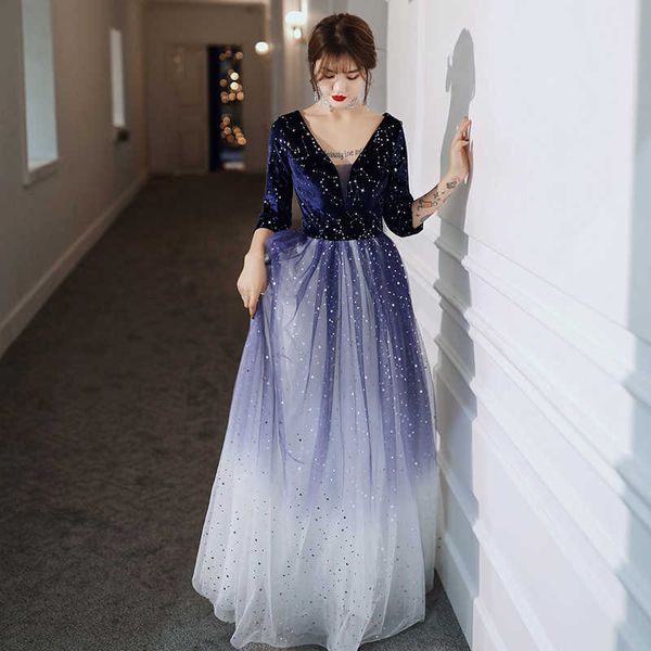 

ae678 navy blue evening dresses elegant tulle evening gowns long formal dress styles women prom party dresses, White;black