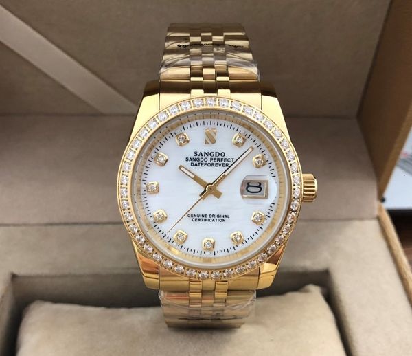 

36.5mm sangdo automatic self-wind movement luxury gentlemen clock plating 18ky mechanical clocks sa4a, Slivery;brown