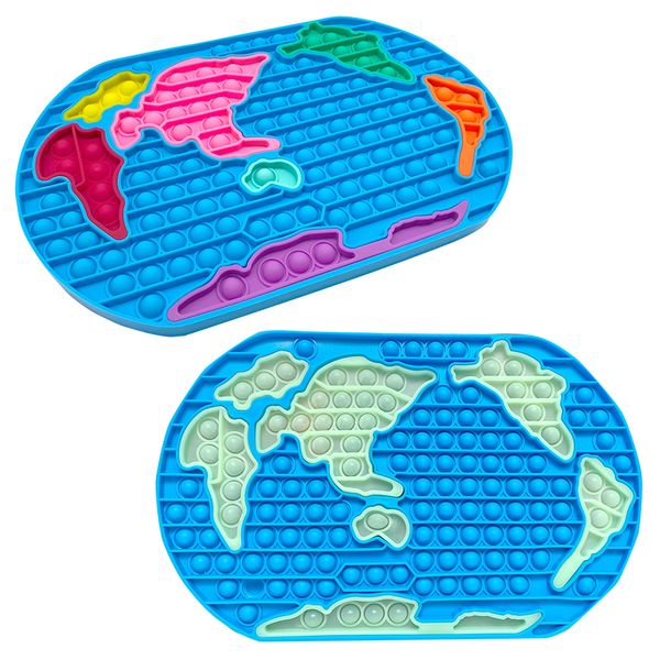 

jumbo large giant 30cm fidget toys glow in the dark world map sensory push board blocks antistress th2875