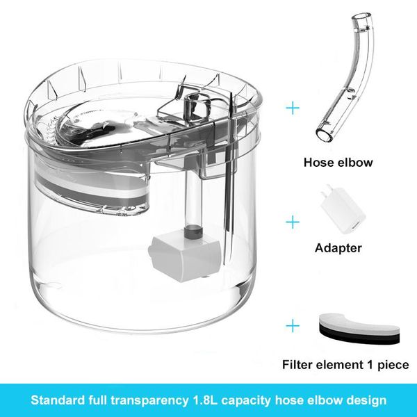 

cat bowls & feeders 1.8l automatic water fountain with faucet dog dispenser transparent drinkers for cats pet drinking bowl filter feeder