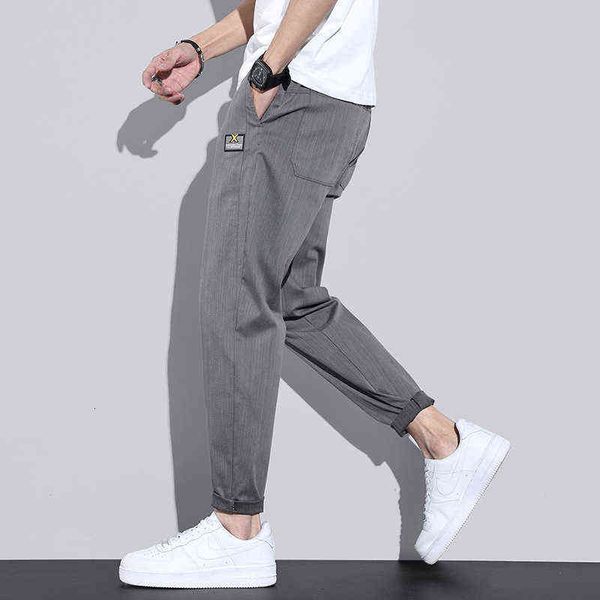 

men's jeans spring and summer 2021 harun elastic head imitation cowboy casual korean slim fit 9-point pants men, Blue