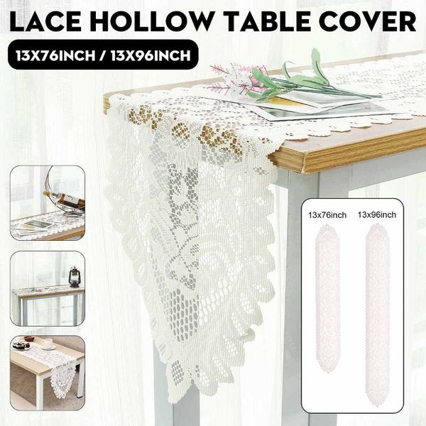 

mats & pads 13x76 inch/13x96 inch lace edge dining table runner desk cabinet cloth cover tablecloth party decoration mat pad flag
