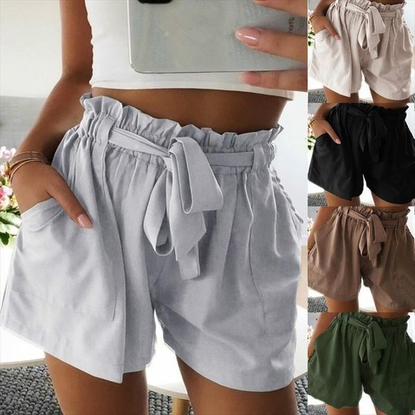 

summer fashion loose elastic waist womens short pants casual plus size high, White;black