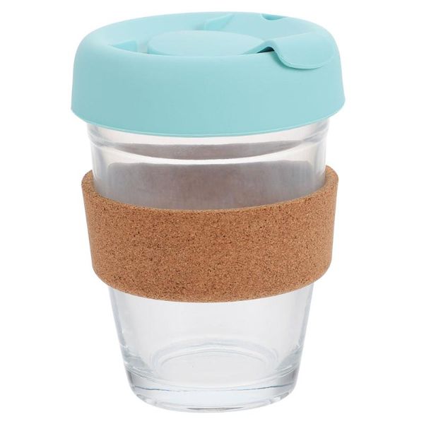 

mugs 400ml travel coffee mug glass cup with leak proof lid and non-slip sleeve