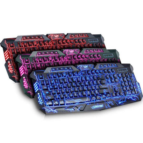 

m200 purple/blue/red led breathing backlight pro gaming keyboard mouse combos usb wired full key professional mouse keyboard pc