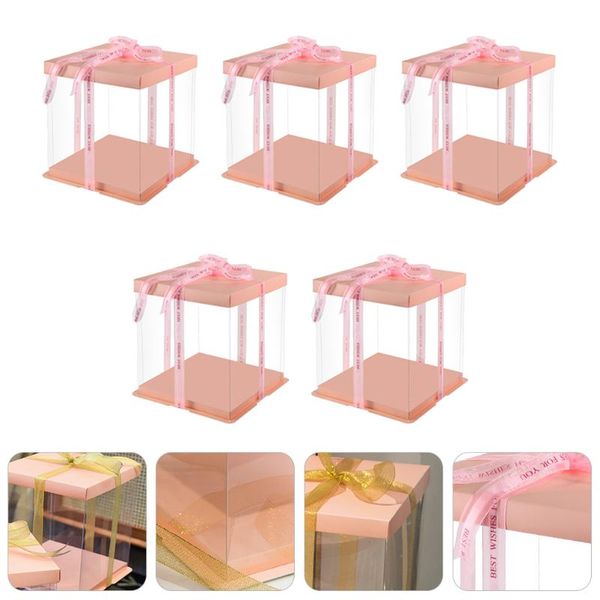 

gift wrap 5pcs square baking dessert box cake storage transparent holding case