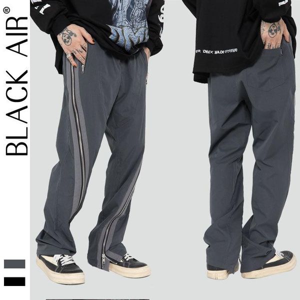 

men's pants blackair side zipper cargo men streetwear harajuku trousers hip hop tactical baggy ch12, Black