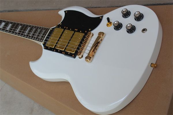 

rosewood fingerboard electric guitar, gold hardware, 3 pickups, solid mahogany body white electric guitar guitars guitarra