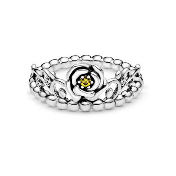

new fine 925 sterling silver rose yellow zircon noble silver ring for women engagement original brand rings jewelry gift, Black