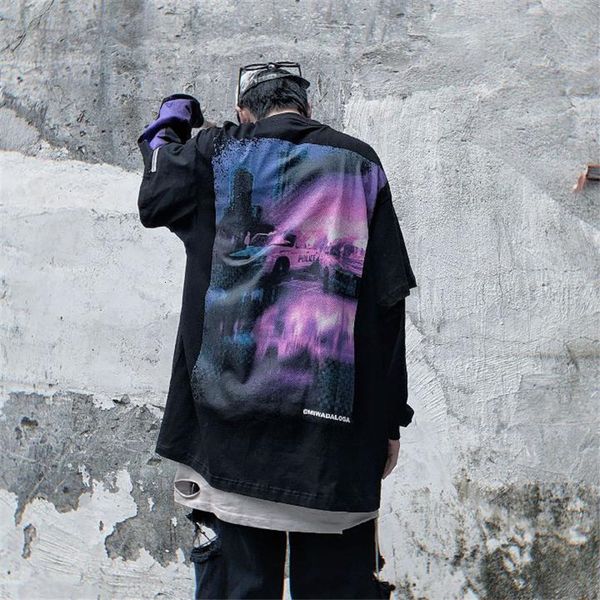 

2021 new black oversized t shirt streetwear punk harajuku patchwork funny tees spring long sleeve high street japan gothic t-shirt zlkm