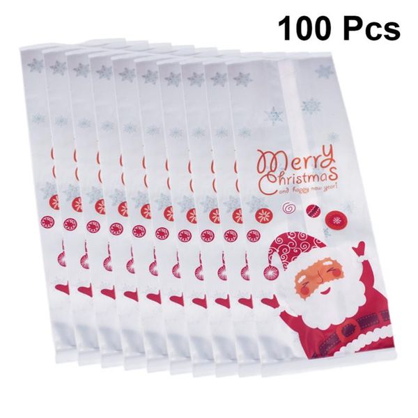 

gift wrap 100pcs christmas gifts snowman santa claus biscuit packaging bag holders bake cookies candy jewelry bags