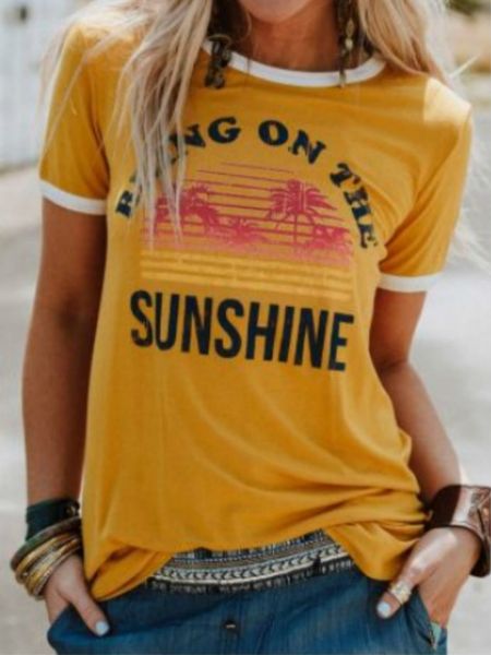 

2021 new spring summer yellow women letter t-shirt with print short sleeve tshirt female vogue korean fashion graphic tees llhr, White
