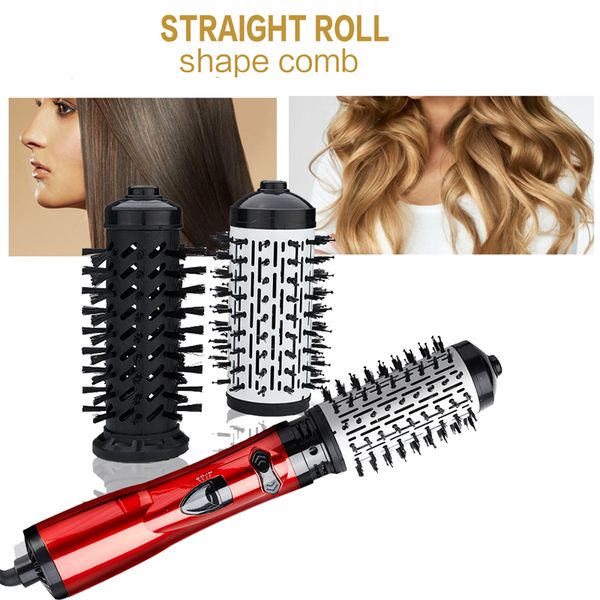 

3 in 1 rotating electric hair straightener brush curler dryer brush air comb negative ion hair styler comb, Silver
