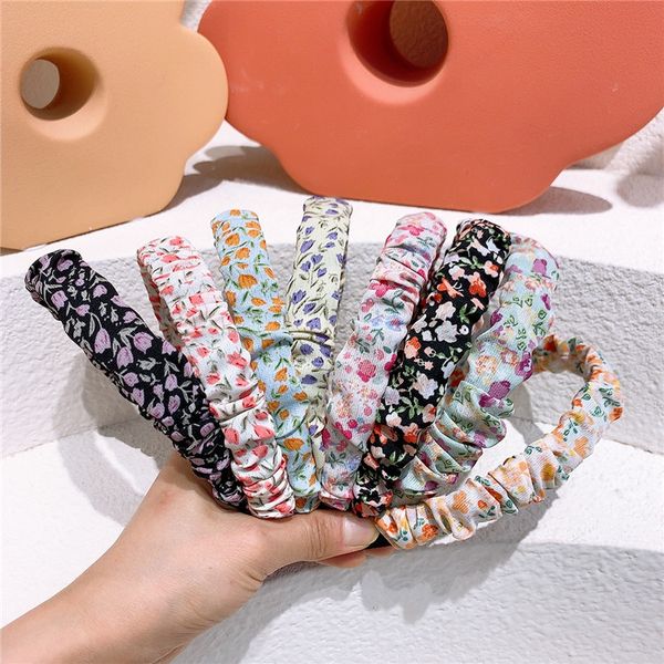 

new fashion sweet girl student fresh simple fabric floral folds hairband hair accessories korean children's headdress, Slivery;white