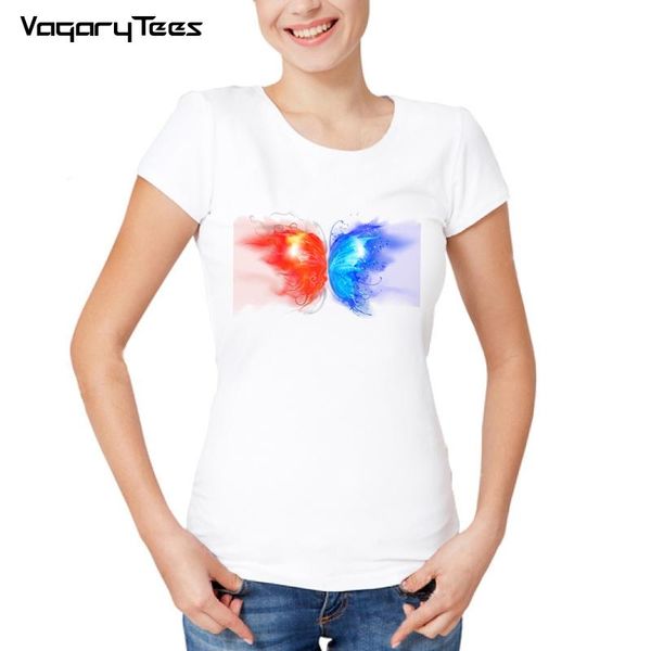 

women's t-shirt novelty butterfly printed women short sleeved t shirt female ladies soft comfort tees fashion camisetas, White