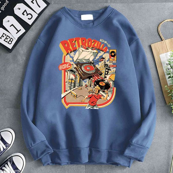 

men's hoodie, old oil painting printed cloth, round neck, loose pocket, punk style, retro street cloth, sv, Black