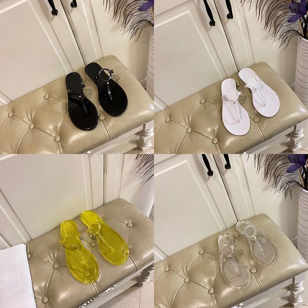 Damen-Sandalen, luxuriöse Designer-Slides, Strandpantoffeln, einfarbig, flache Flip-Flops aus Gelee, Größe 35–41, XX-0246