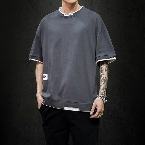 

2021 new short sleeve t shirt men casual mens cotton plus size tshirt o-neck summer tee running fashion tshirts u0l2, White;black