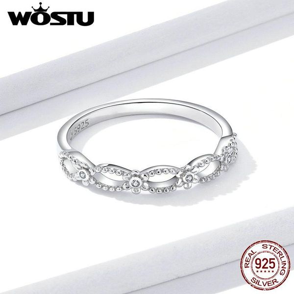 

cluster rings 925 sterling silver ring wostu arrival filigree girls finger cubic zircon for women wedding gift jewelry fnr118, Golden;silver