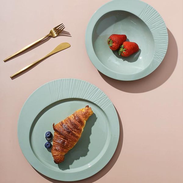 

dishes & plates straw hat dinner plate household ceramic tableware restaurant steak creative personality nordic breakfast round