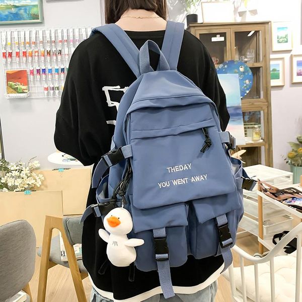 

backpack trendy youth 2021 fashion waterproof nylon lapcampus school bag large capacity travel sac a dos mochila