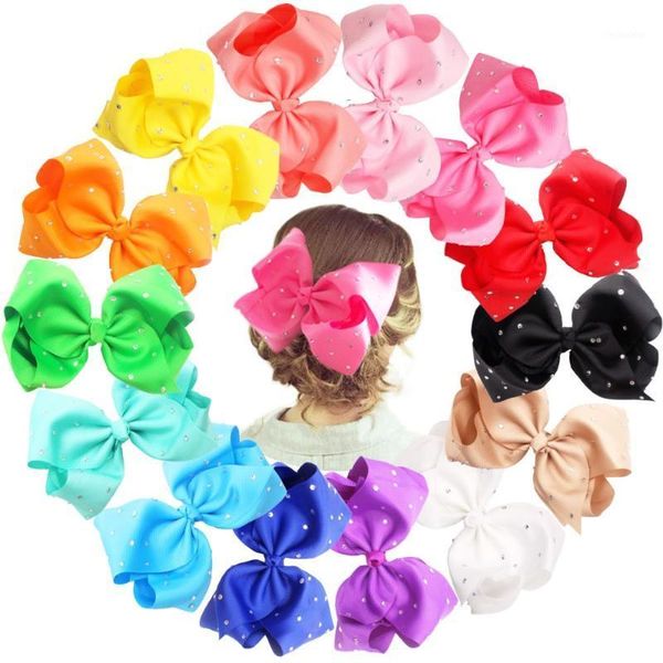 

hair accessories 14 pcs 8 inches glitter sparkly rhinestones girls larger big grosgrain ribbon bows alligator clips1, Slivery;white