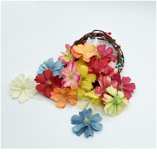 

10pcs 5cm silk daisy head fake flowers wall scrapbook diy gifts christmas wreath artificial flowers for wedding ho qylaab