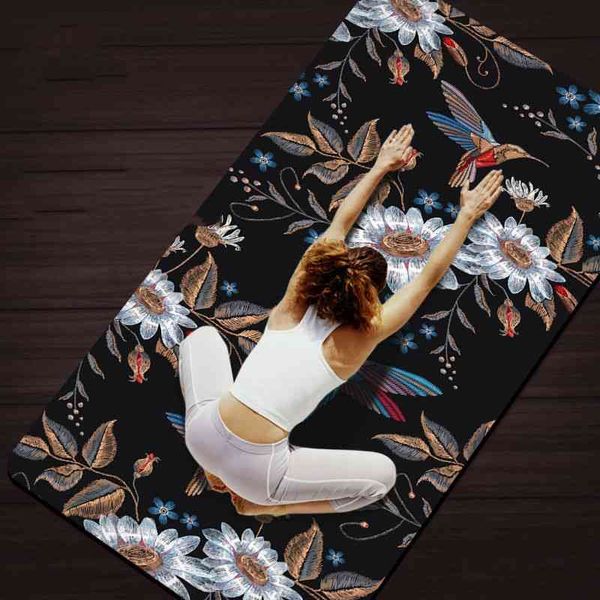 

flower printing suede yoga mat 6mm thick eco-friendly slip-resistant sbs pilates s fitness tress