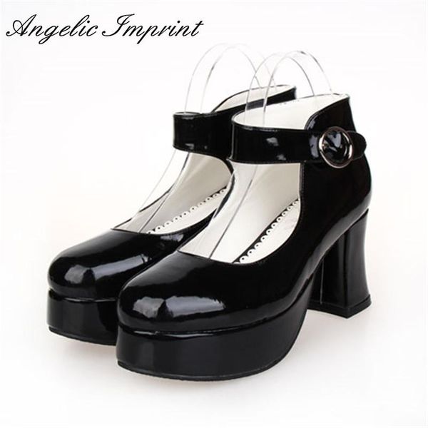 

dress shoes women's lolita cosplay punk black pumps 7.5cm chunky heel platform 8181