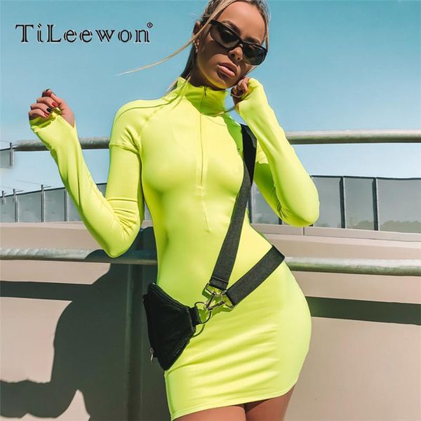 

casual dresses 2021 autumn winter turtleneck long sleeve midi bodycon women slim zipper female fashion skinny outfits for party, Black;gray