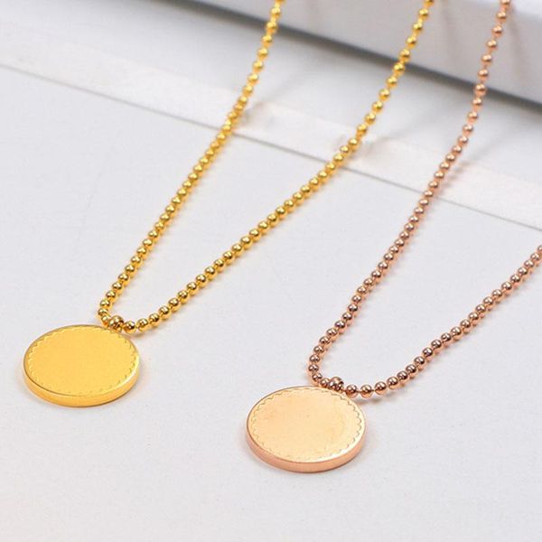 

chains wholesale jewelry for women necklace round pendant simple mini retro stainless steel chain korean gift with logo, Silver