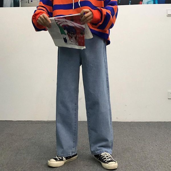 

ins korean men's jeans classic direct stretch dark blue business casual denim pants slim straight long trousers gentleman cowboy