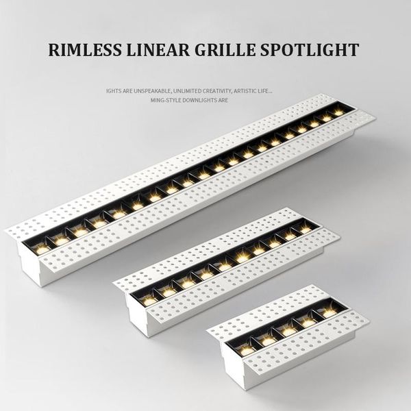 

led rimless linear grille spotlight no main lighting design modern 5w 10w 20w magnetic embedded installation lamp fixture