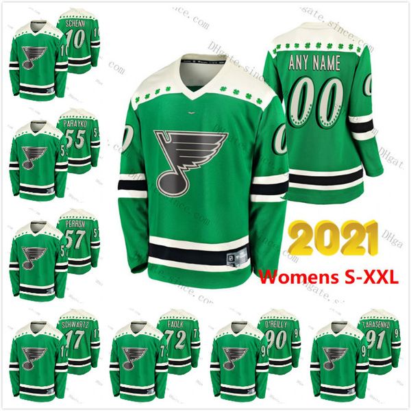 

st. louis blues 2021 st. patricks day jersey 91 vladimir tarasenko 17 jaden schwartz 7 joe mullen 90 ryan o'reilly hockey jerseys stitc, Black;red
