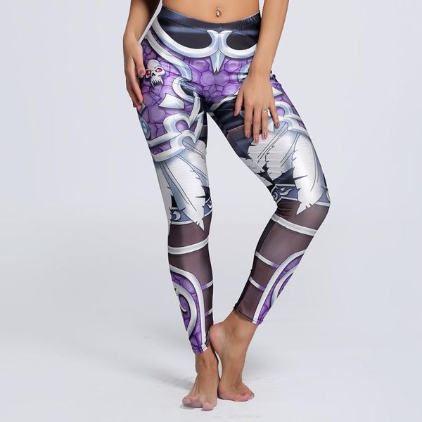 

women's leggings 2021 women cartoon skull and feather print fitness elastic fiber hiphop party cheerleader rooter workout pants trouser, Black