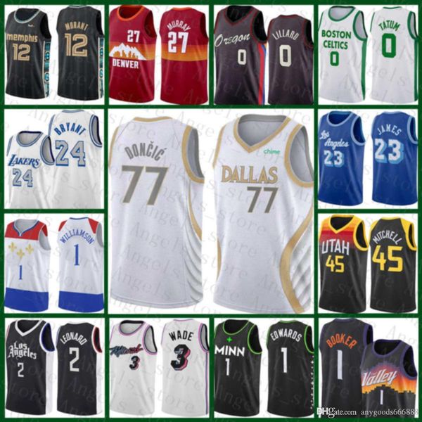 

2020 2021 new basketball jersey luka dallas maverick 77 doncic lebron 23 james tyler 14 herro dwayne dwyane 3 wade jamal 27 murray, Black;red