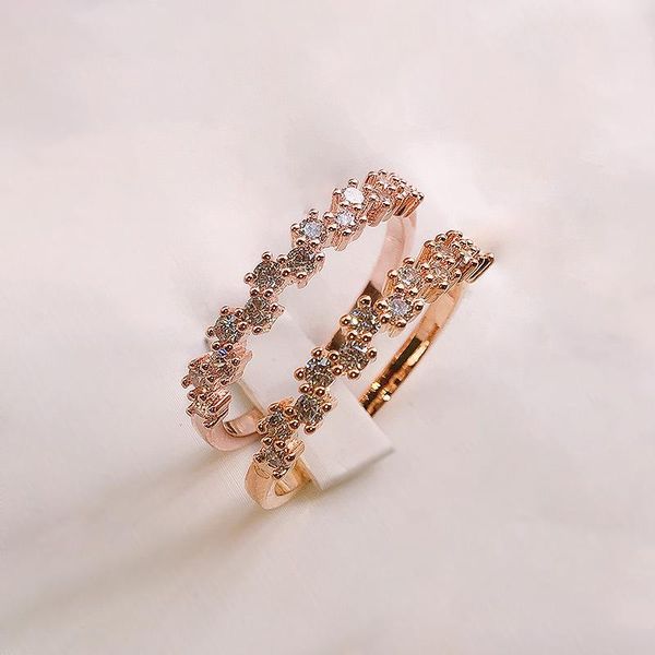 

cluster rings original design 925 silver single row zircon for womens engagement & marriage diy fine jewelry gifts, Golden;silver