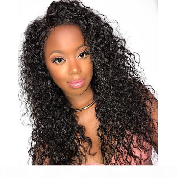 

lace front human hair wigs 130% density full lace human hair wigs for black women brazilian deep wave curly lace front wig, Black;brown