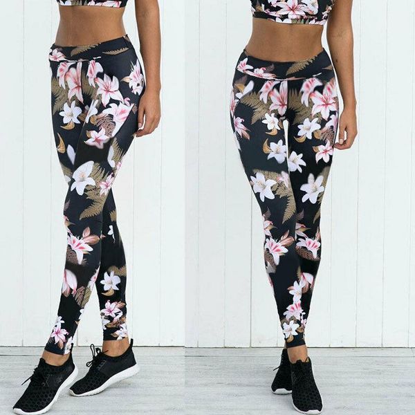 

yoga outfits women pants floral ladies fitness leggings running gym exercise sports trousers1, White;red