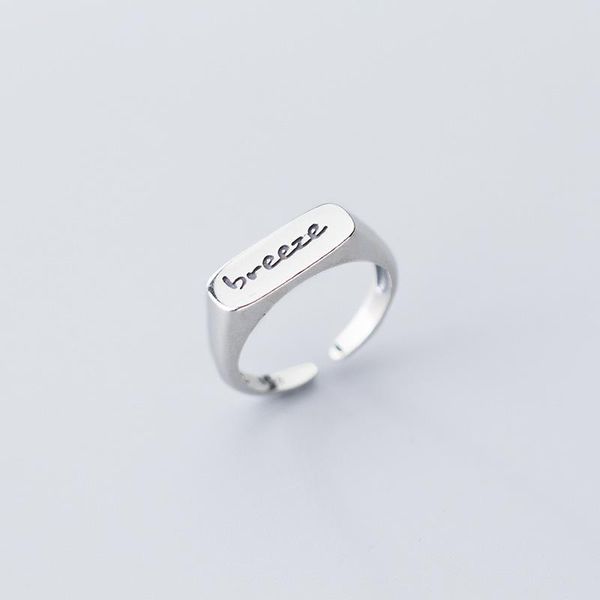 

cluster rings 2021 925 sterling silver female korean temperament fashion letter breeze carved finger for women jewelry, Golden;silver