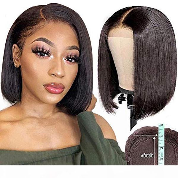 

glueless short bob 13x4lace front wig full lace wig 100% unprocessed human hair pre plucked hairline with baby hair for black women 8~14, Black;brown