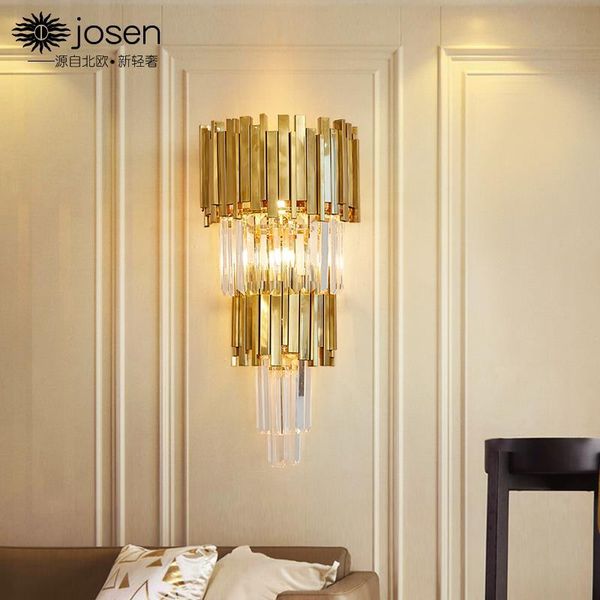 

wall lamps living room light luxury crystal lamp nordic bedroom bedside simple modern personality creative aisle stair