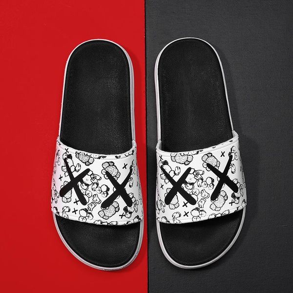 

slippers summer home women's vulcanize shoes men flat bottom breathable sandals bathroom non-slip slides zapatos mujer, Black