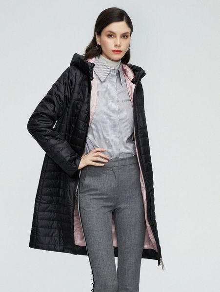 

gasman pocket side drawstring hooded padded coat s9ru#, Black