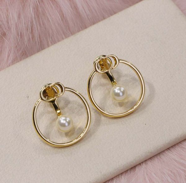 

2021 stud earring with pearl for women wedding jewelry gift with box ps3738, Golden
