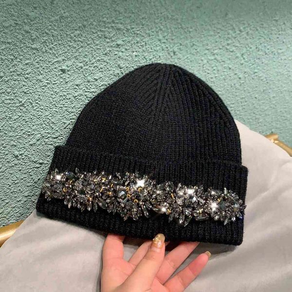 

winter used with stones shiny fashion black caps steak women's hats bonnet wholesale, Blue;gray