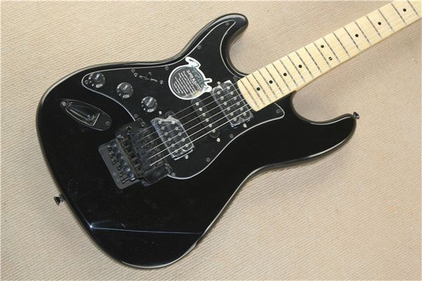

6 strings black left handed electric guitar with tremolo bar,maple fretboard