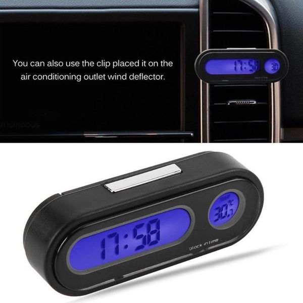 

desk & table clocks car auto digital temperature clock 2 in 1 vehicle interior mini electronic watch led voltmeter
