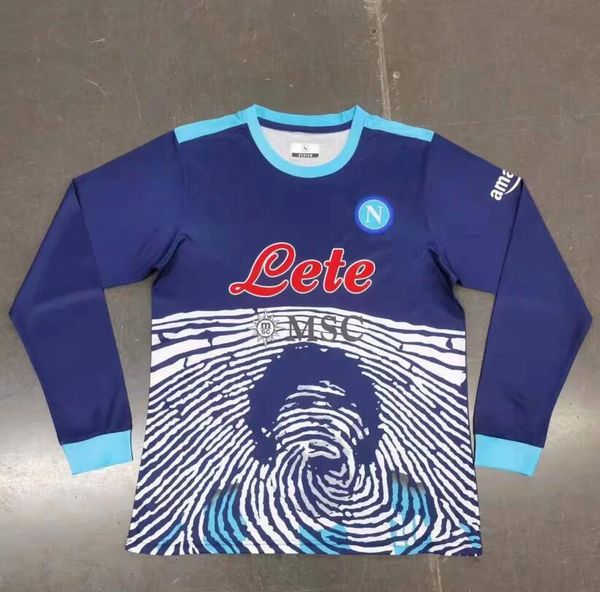 

21 22 napoli long sleeve soccer jerseys maradona halloween special maglie naples football shirts 2021 2022 osimhen koulibaly lozano camiseta, Black;yellow